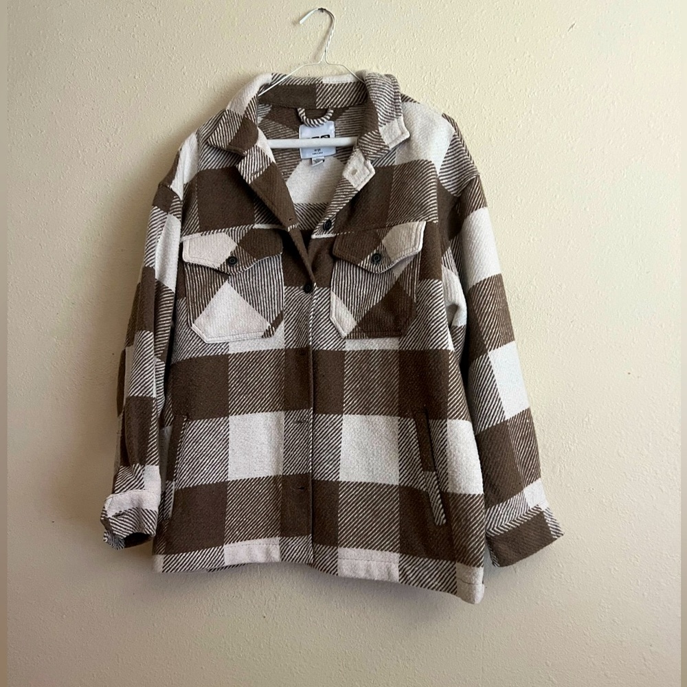 Brown and White Plaid Shacket